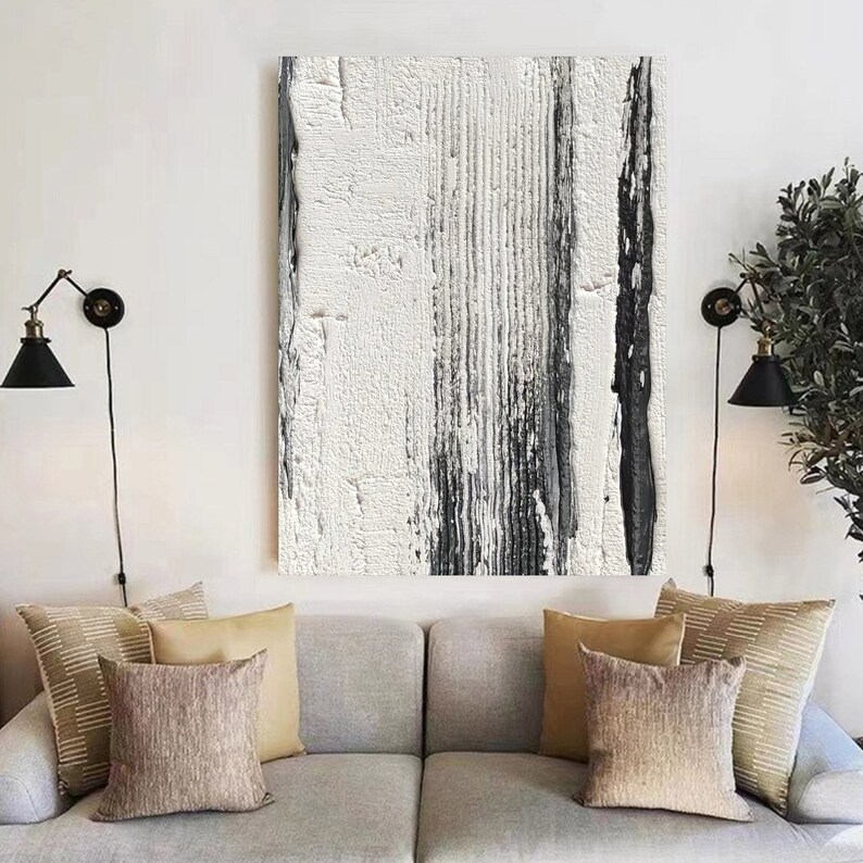 Black and White Wall Painting Black and White Abstract Art Etsy