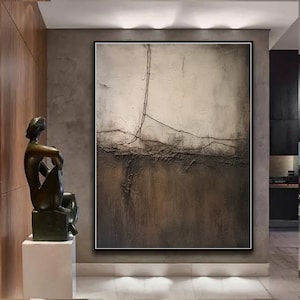 Brown Wabi-Sabi Painting Dark Brown Abstract Painting Neutral Wall Decor Brown Minimalist Wall Art Wall Painting Medieval Brown Oil Painting image 4