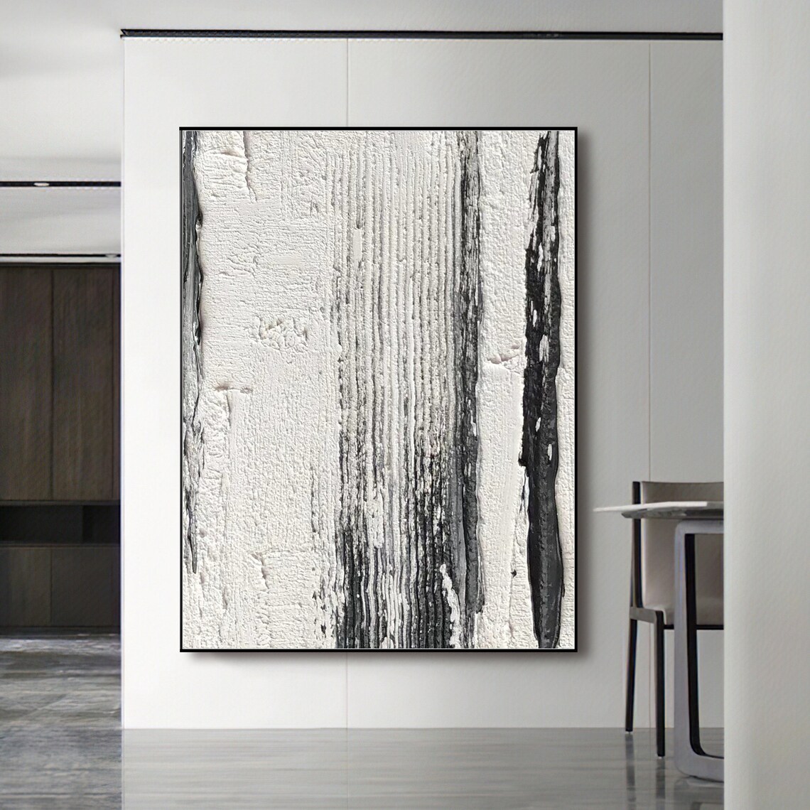 Black and White Wall Painting Black and White Abstract Art Etsy
