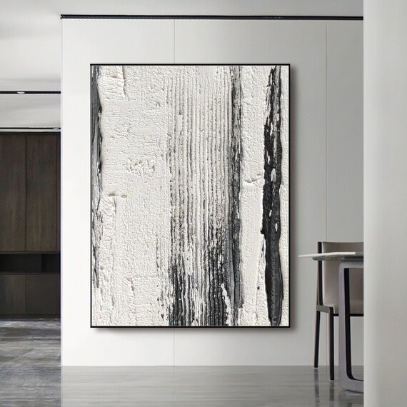 Black and White Wall Painting Black and White Abstract Art Etsy