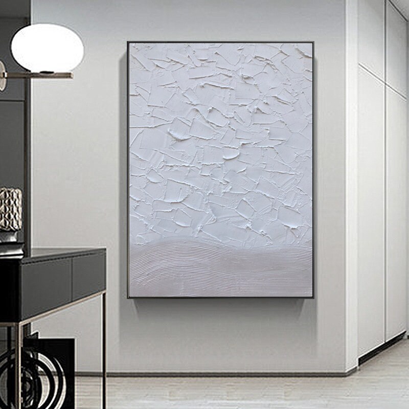 Large Abstract Textured Wall Art White Abstract Painting | Etsy