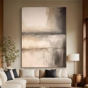 Large Gray Abstract Painting gray beige Wall art beige textured hand painting Abstract Art Modern Living Room Decoration Custom Gift