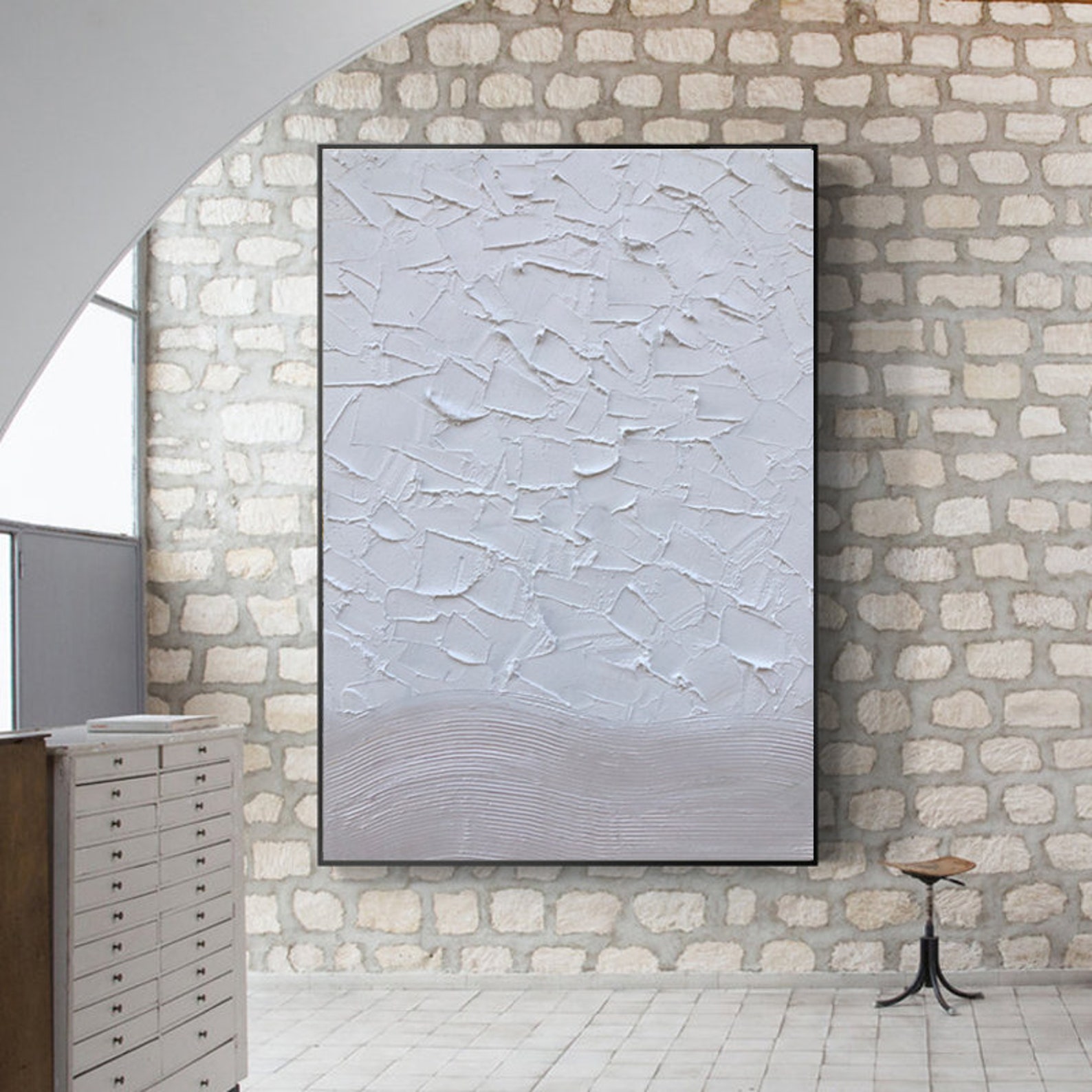 Large Abstract Textured Wall Art White Abstract Painting Etsy