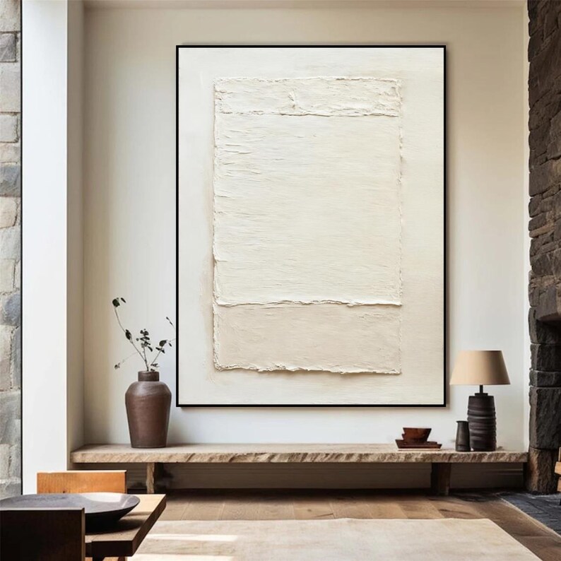 Oversized Beige Textured Plaster Painting, Wabi Sabi Abstract Wall Art ...