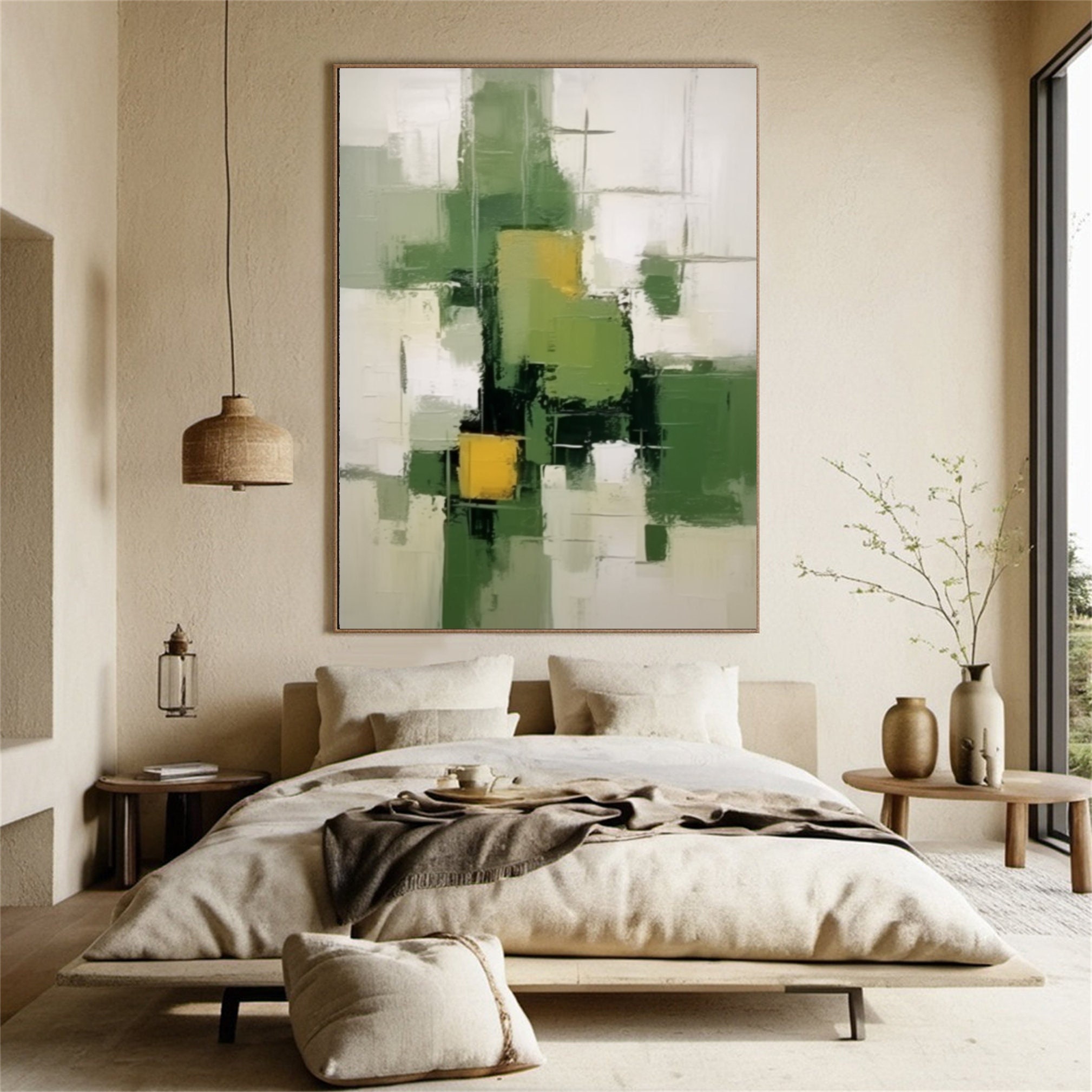 Large Original Green Abstract Painting Green Textured Oil Painting Modern Green Minimalist Wall Art Green Textured Art Green Boho Wall Decor