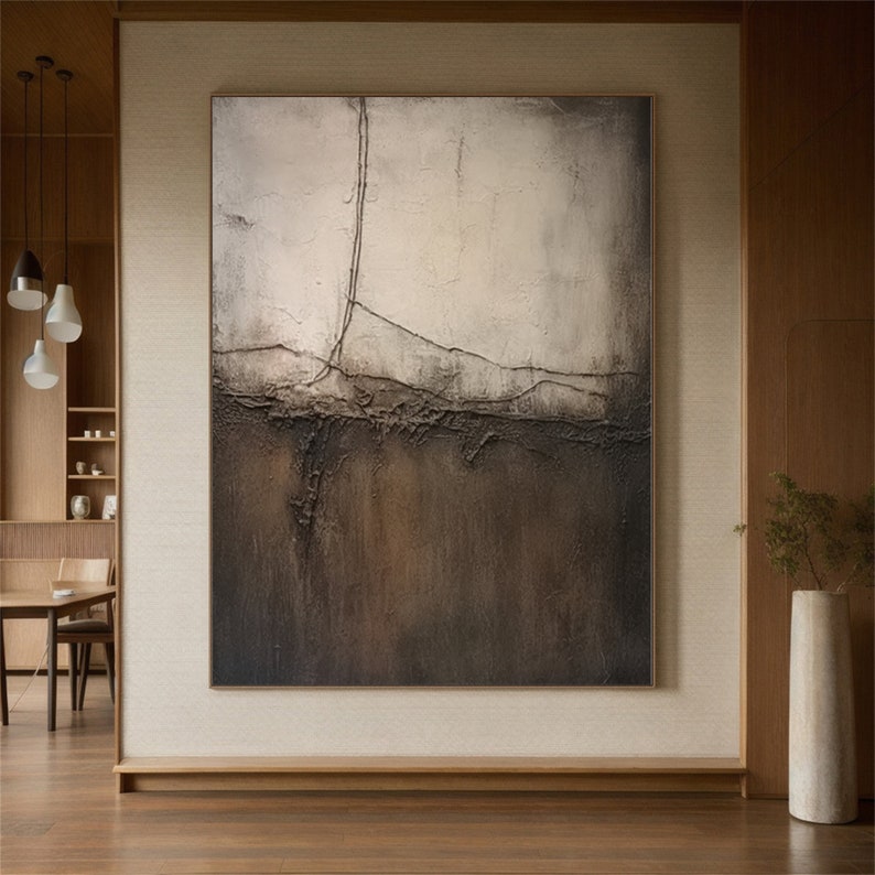 Brown Wabi-Sabi Painting Dark Brown Abstract Painting Neutral Wall Decor Brown Minimalist Wall Art Wall Painting Medieval Brown Oil Painting image 6