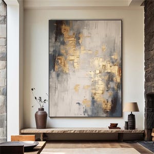 Oversized Wall Art Gray Wabi Sabi Wall Art Brown Acrylic Painting Abstract Painting Big Art Painting Canvas Modern Living Room Decor Art