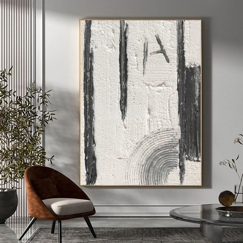 Black White Painting, Black White Textured Wall Art, Black shops White Minimalist Art,Black White Abstract Art,Black White Frame Abstract Painting