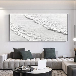 Large White Abstract Painting, White Abstract Wall Art, White 3D Textured Art , White Wave Painting, White Ocean Painting, Textured Wall Art