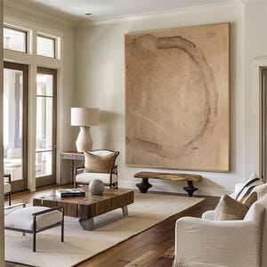 Large Beige Abstract Wall Art Beige Wabi-Sabi Wall Decor Beige Texture Painting Beige Canvas Wall Painting Minimalist Painting on Canvas