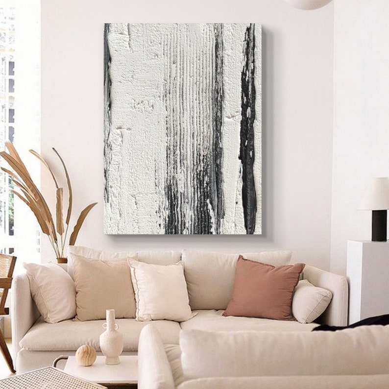 Black and White Wall Painting Black and White Abstract Art Etsy