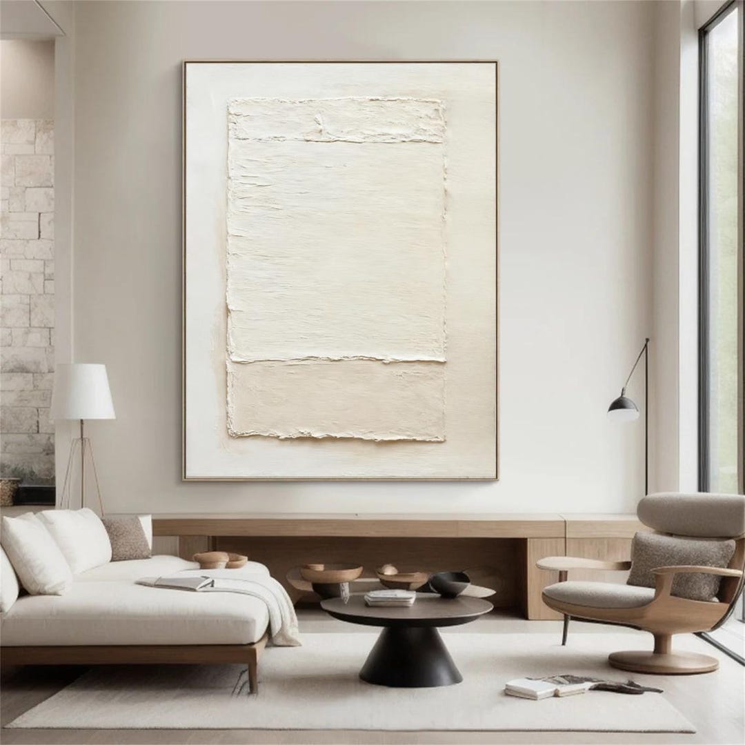 Oversized Beige Textured Plaster Painting, Wabi Sabi Abstract Wall Art ...