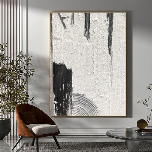 Modern Black And White Abstract Painting, Texture Wall Art, Original shops Texture Art, Minimalist Abstract Wall Art, Black And White Wall Art