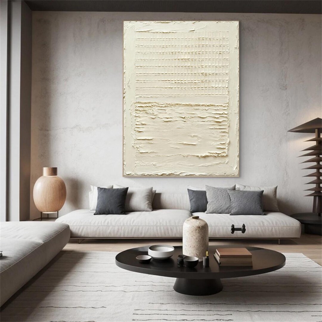 Large Beige Texture Abstract Painting, Minimalist Plaster Wall Art - Etsy