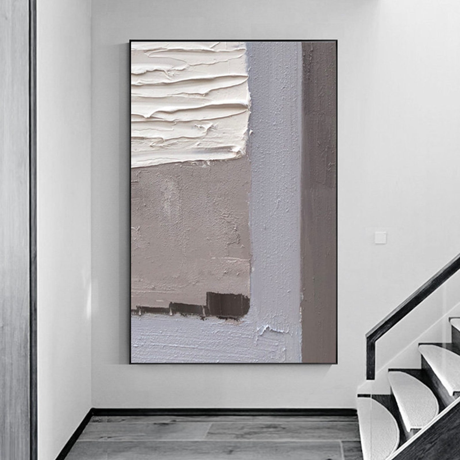 Large Original Abstract Wall Art White Abstract Painting 3D Etsy
