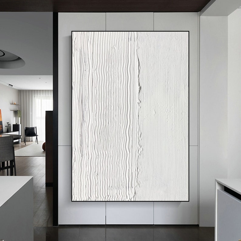 White Texture Abstract Painting, Modern Minimalism Painting, Minimalist Abstract Wall Art, Textured Acrylic shops Painting On Canvas, Wall Art