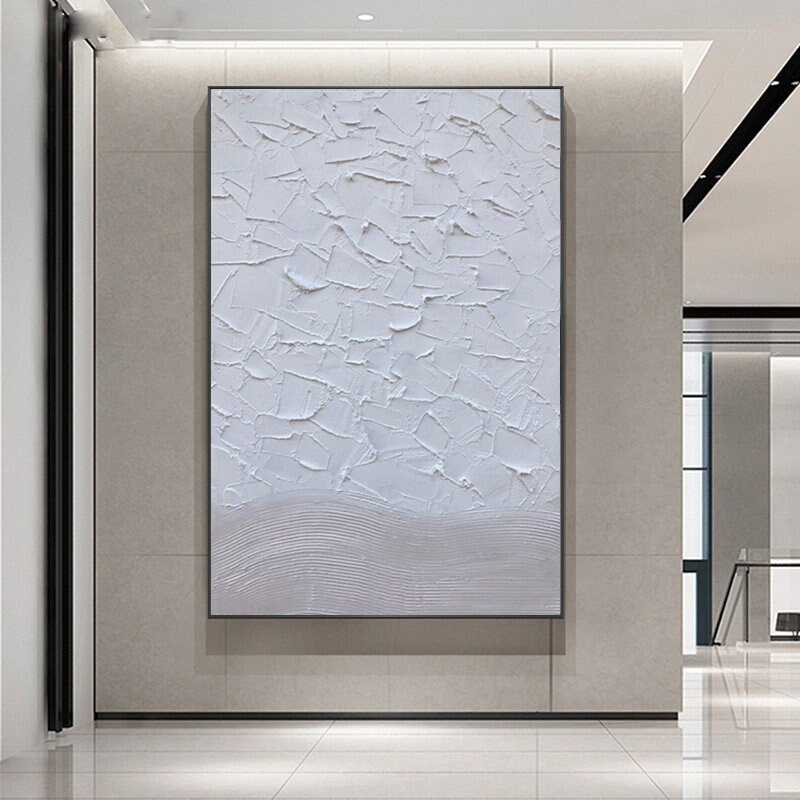 Large Abstract Textured Wall Art White Abstract Painting | Etsy