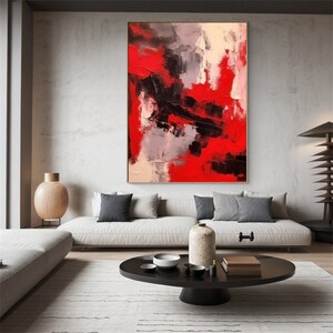 Large Red and Black Abstract Painting, Modern Wall Art - Etsy