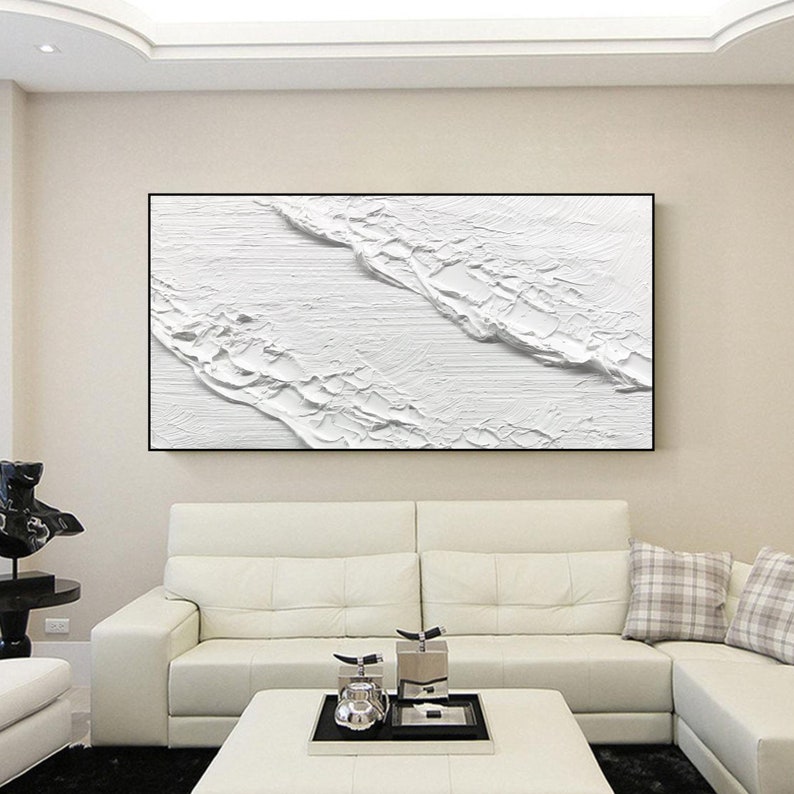 Large White Abstract Painting White Abstract Wall Art White Etsy