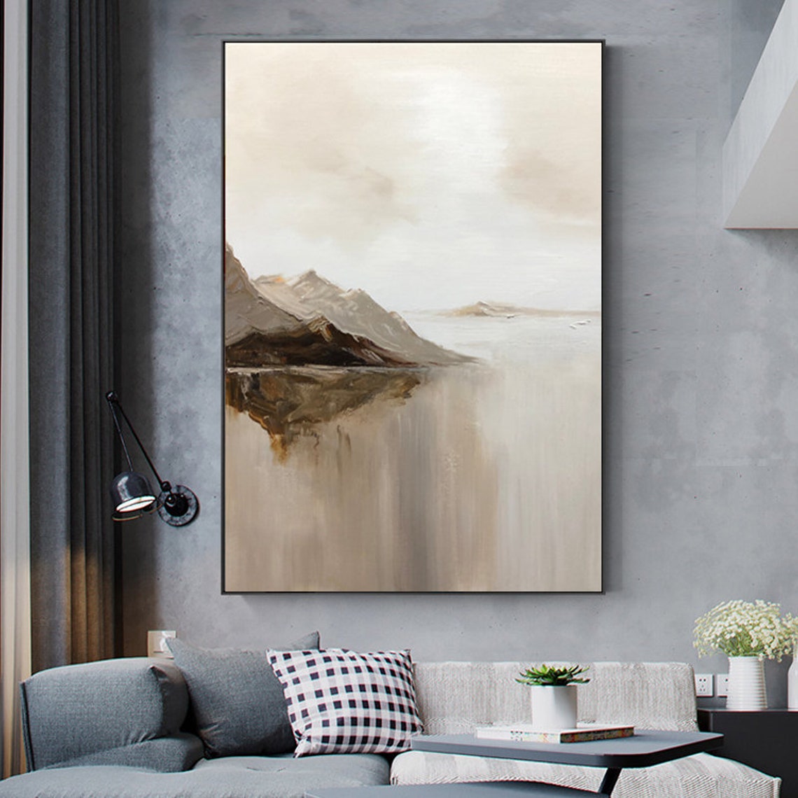 Large Beige Abstract Painting Beige Painting Brown Painting Etsy