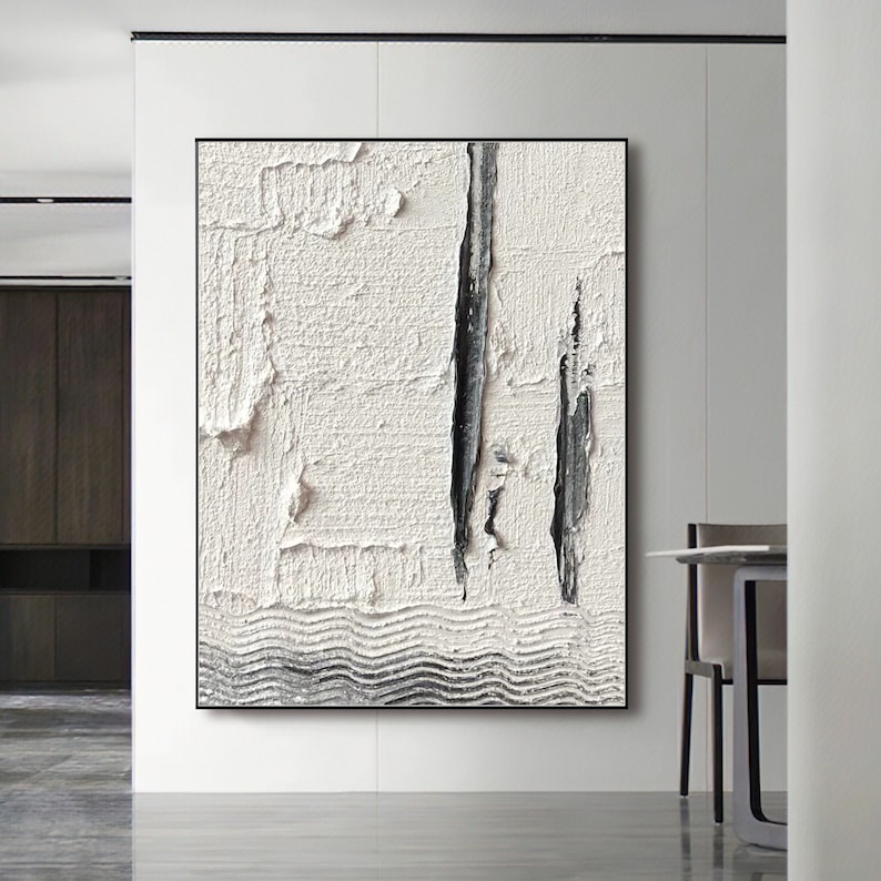 Black And White Abstract shops Painting, Black And White Textured Wall Art, Black And White Abstract Wall Art, Black And White Minimalist Painting