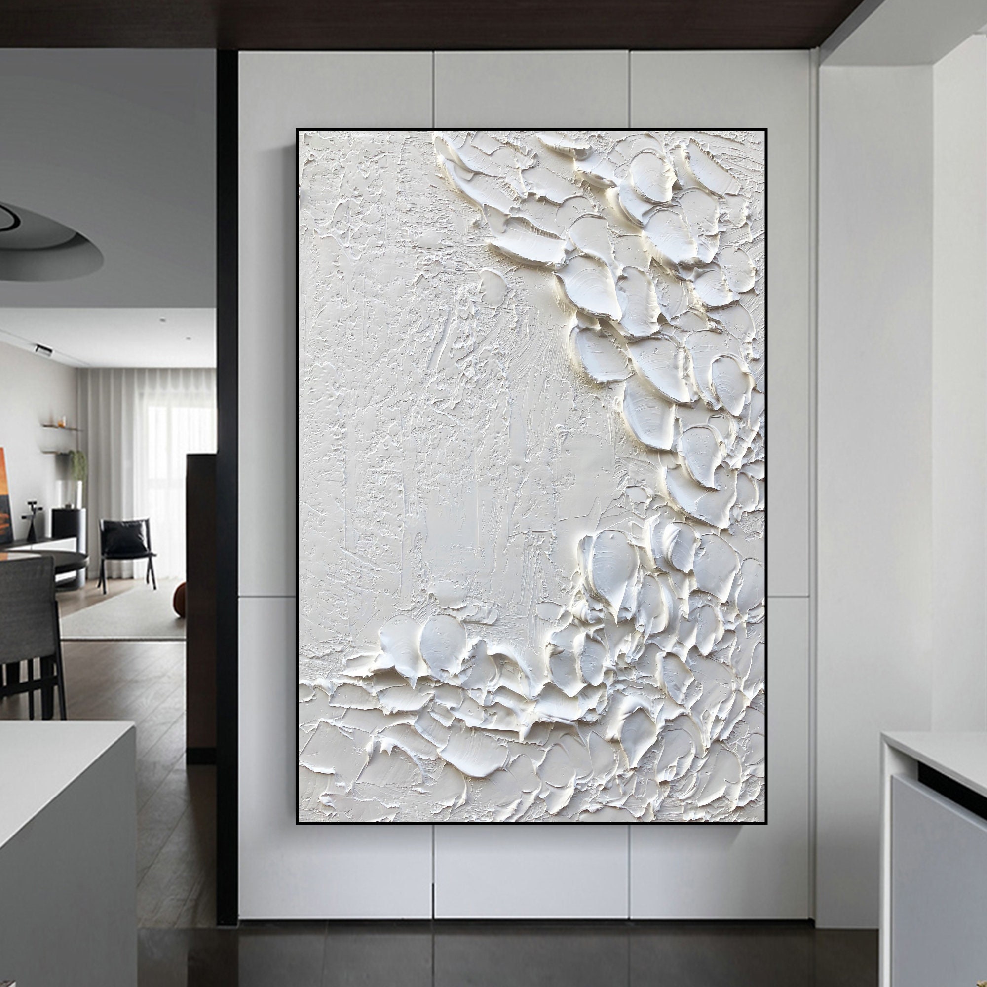 3D White Textured Painting White Textured Wall Artwhite Etsy