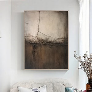 Brown Wabi-Sabi Painting Dark Brown Abstract Painting Neutral Wall Decor Brown Minimalist Wall Art Wall Painting Medieval Brown Oil Painting image 7