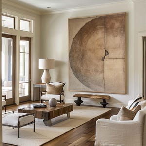 Large Modern Living Room Decoration Beige Textured Wall Painting Beige Handmade Decorative Painting Original Beige Minimalist Abstract Art