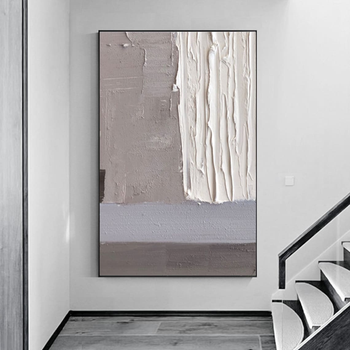 Large Original Abstract Canvas Wall Art White Abstract Etsy