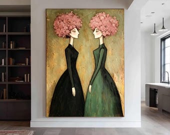 Textured Wabi Sabi Abstract Female Figure Oil Painting, Earthy Brown & Muted Green Canvas Art, Ready to Hang Handmade Wall Decor