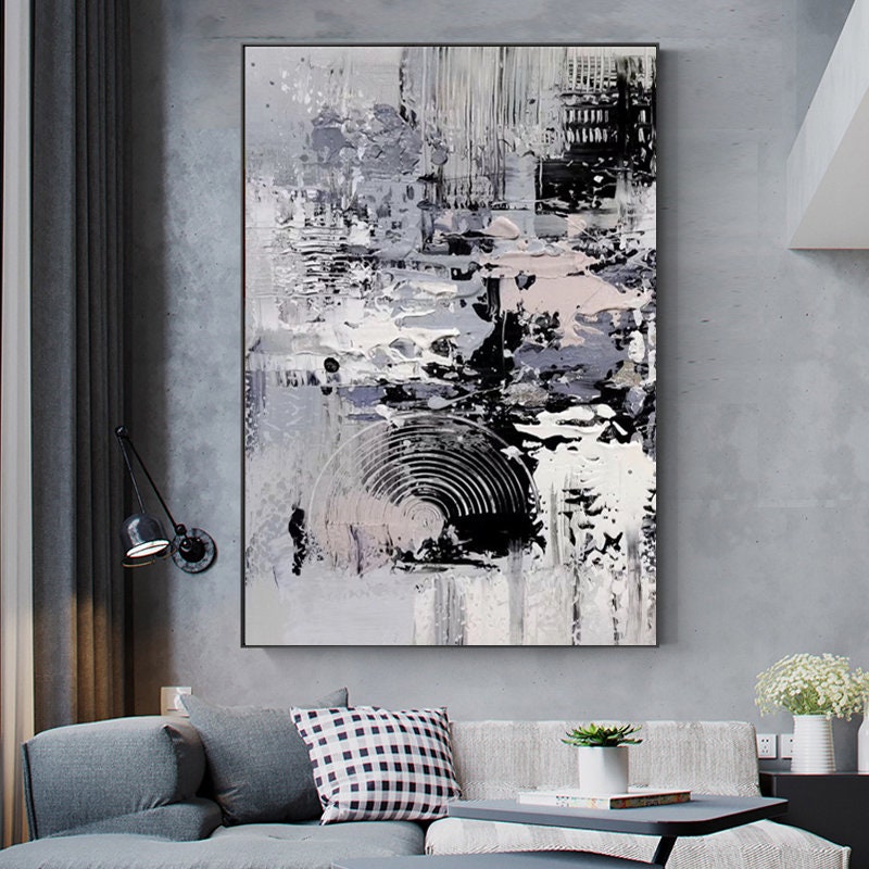 Extra Large Abstract Gray Wall Art on Canvas Gray Abstract Etsy
