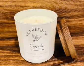 Soy Wax Candle | Cozy Cabin | 100 % Natural | Scented Candle | 8 oz. | Luxury Glass