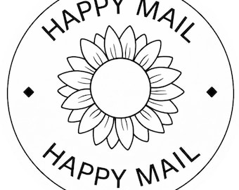 Happy Mail Sticker, Sunflower Packaging Label, Small Business Supplies
