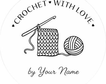 Personalized Crochet With Love Sticker • Custom Maker Packaging Seal