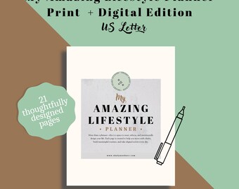 Bundel met minimalistische lifestyleplanner, doelbudget gewoontetracker (afdrukbare pdf)