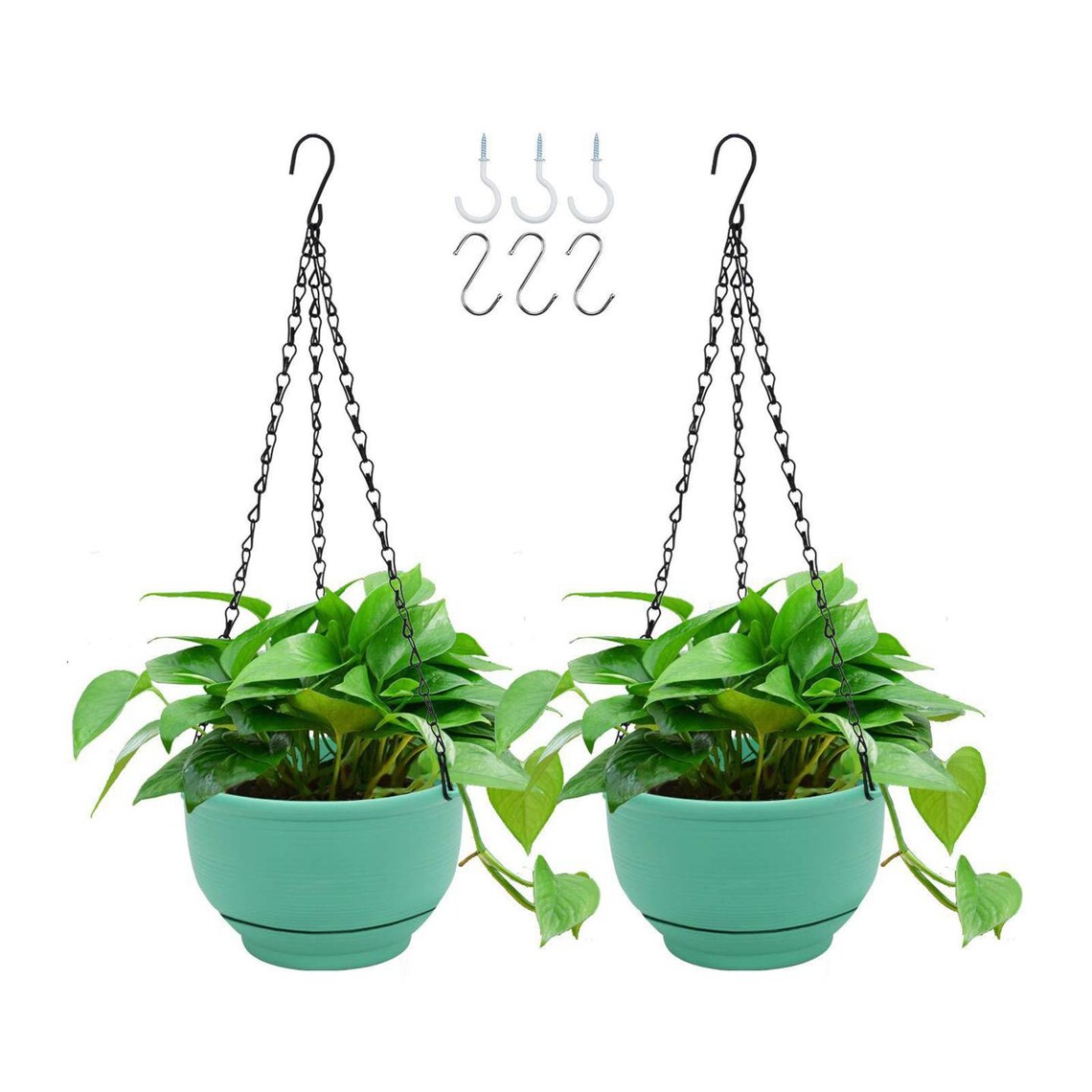 2 Packs 8 Inches Plastic Hanging Planter Self Watering