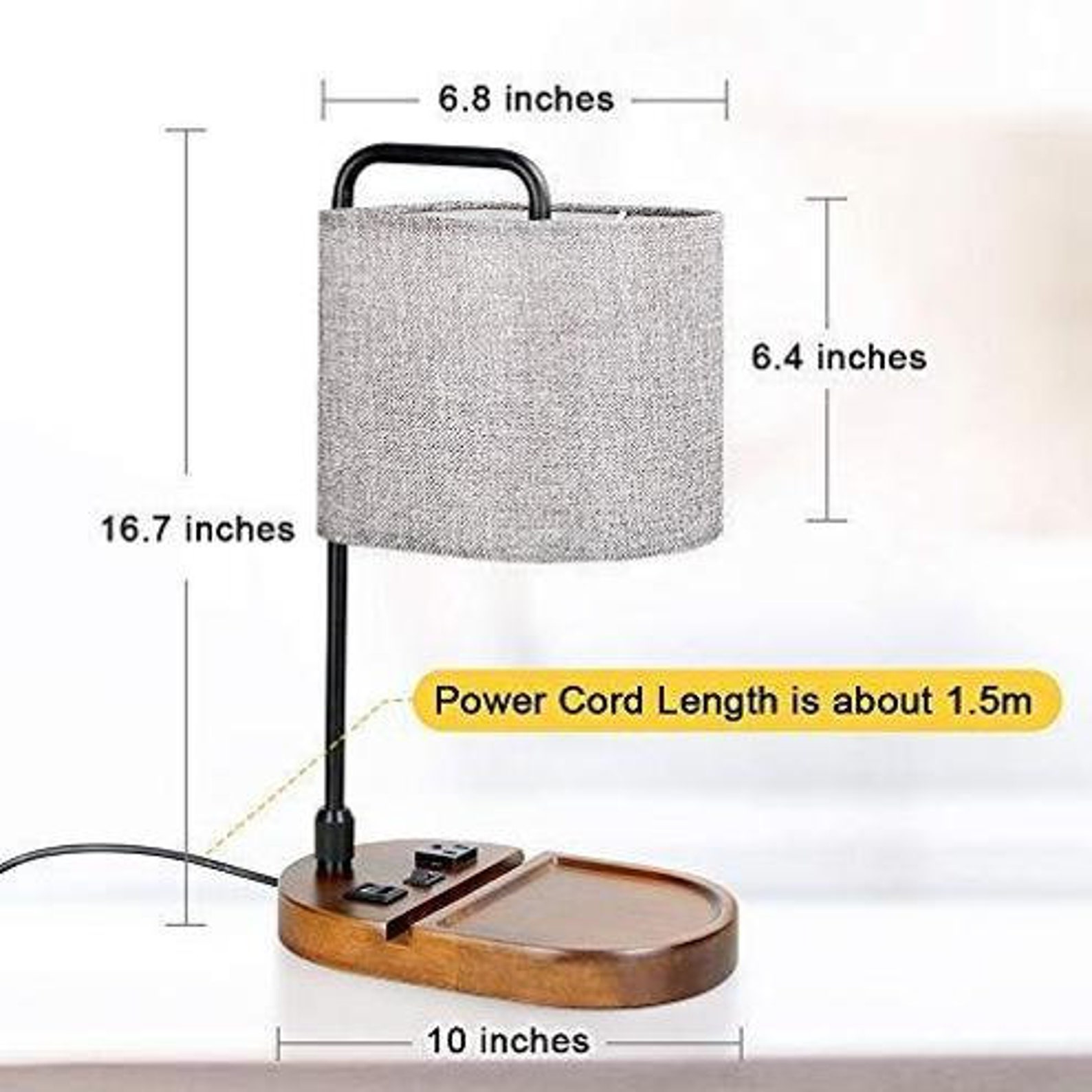 Bedside Table Lamp USB and Type C Charging Ports 3Prong AC Etsy