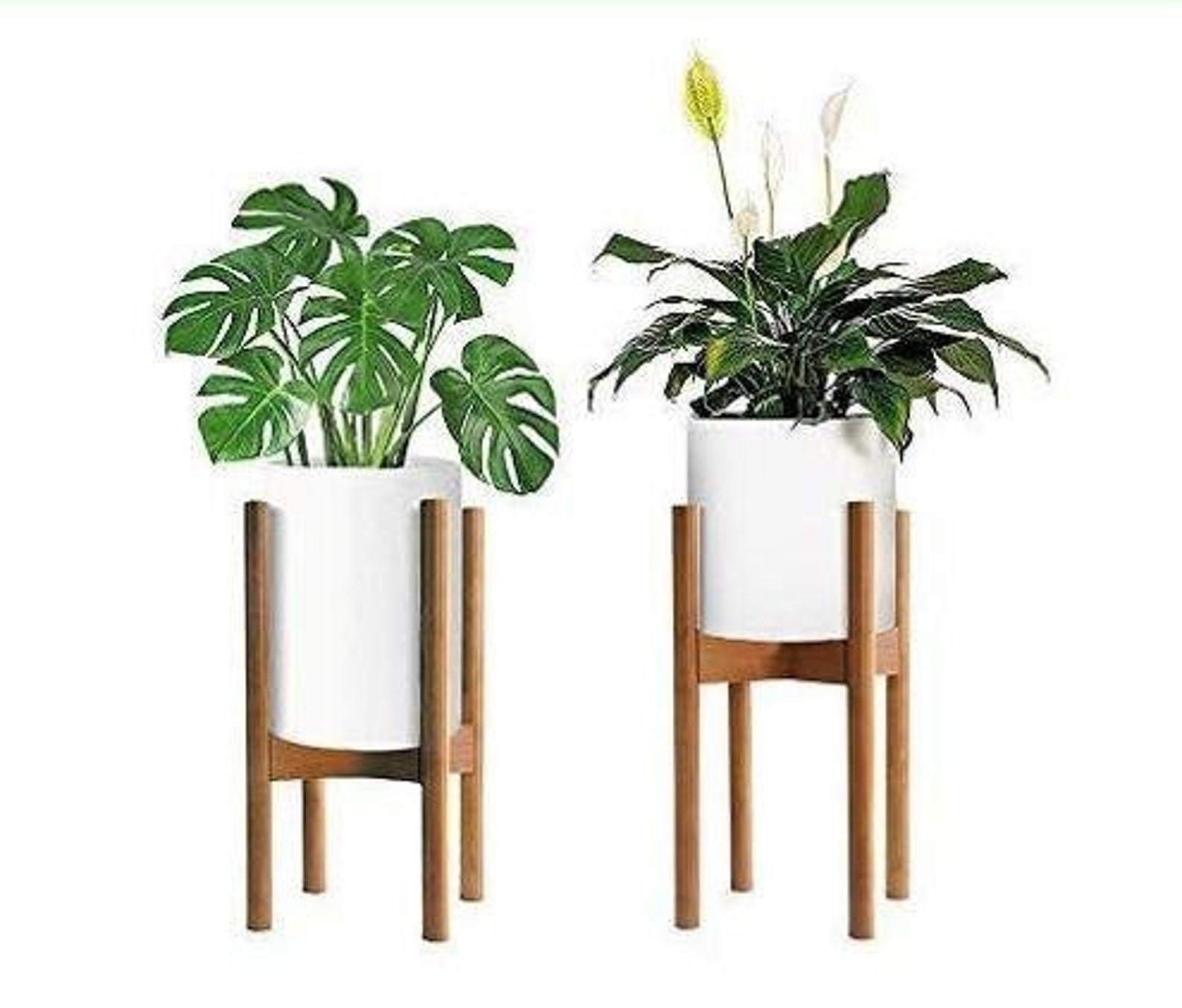 Adjustable Plant Stand 8 to 12 inches Bamboo Mid Century | Etsy