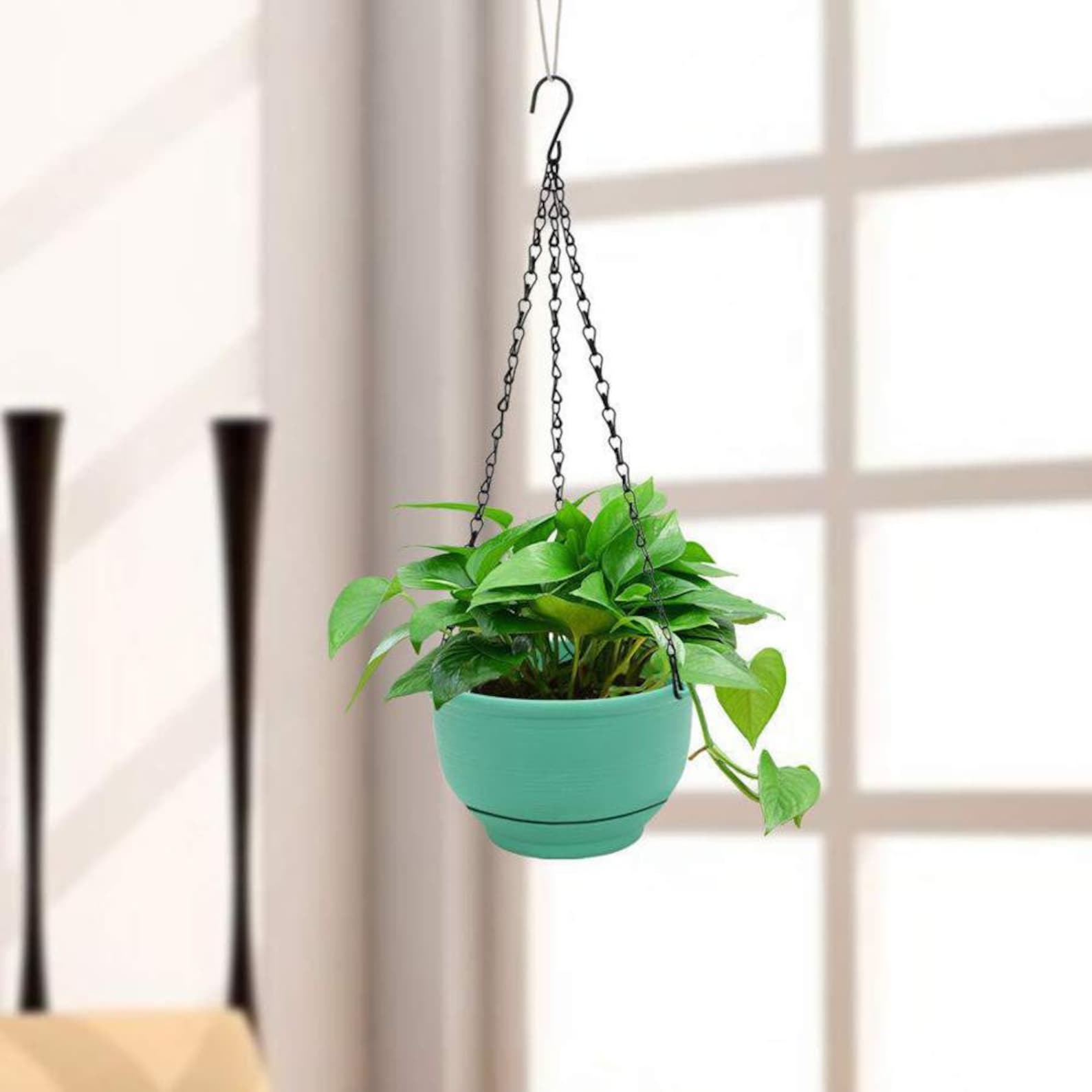 2 Packs 8 Inches Plastic Hanging Planter Self Watering