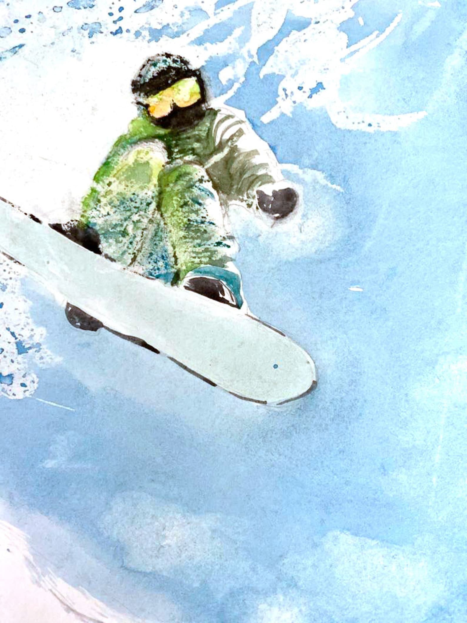 Snowboard Painting Skier Original Art Colorado Winter Etsy