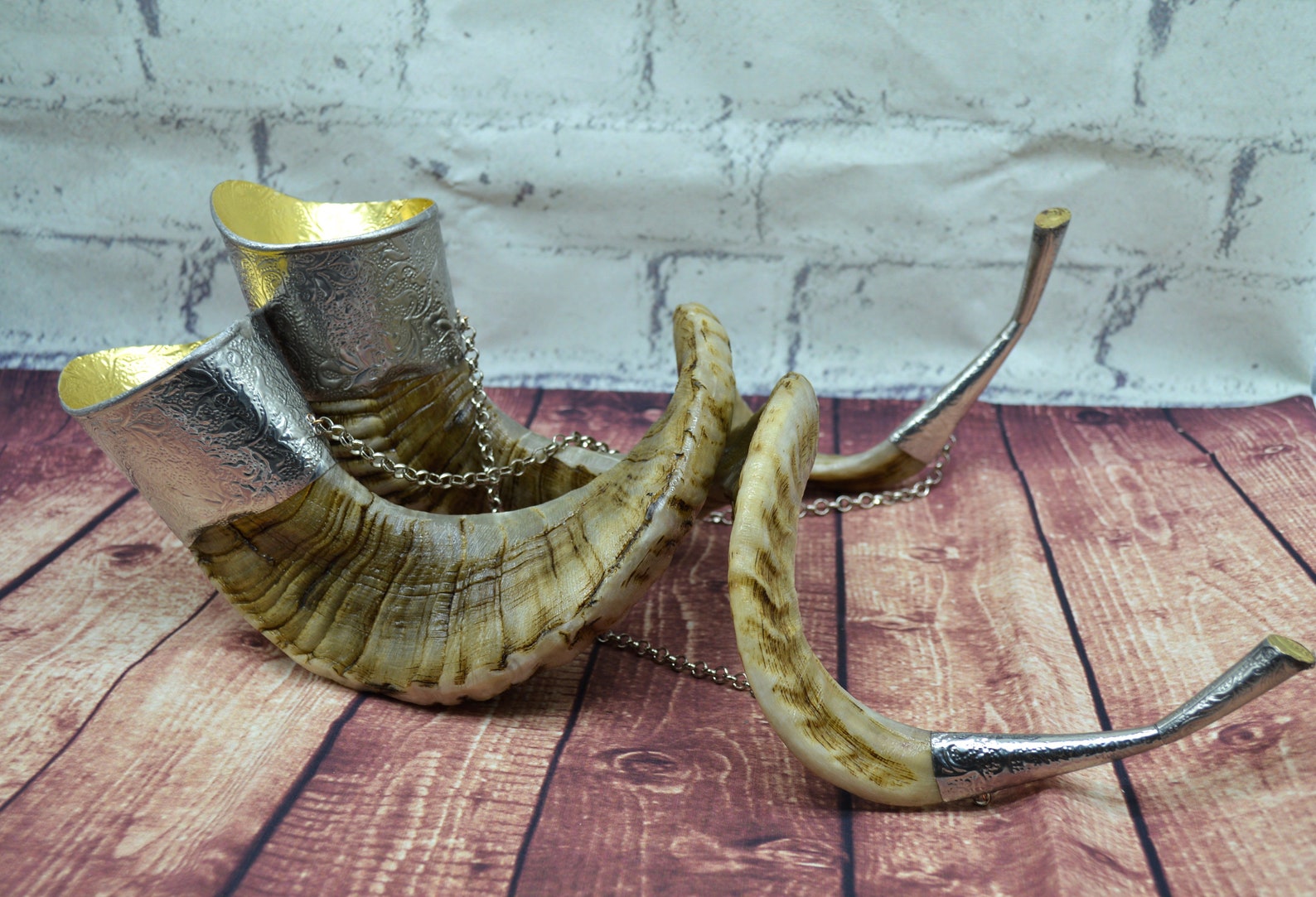 Drinking horn with wooden stand great gift for wedding for Etsy
