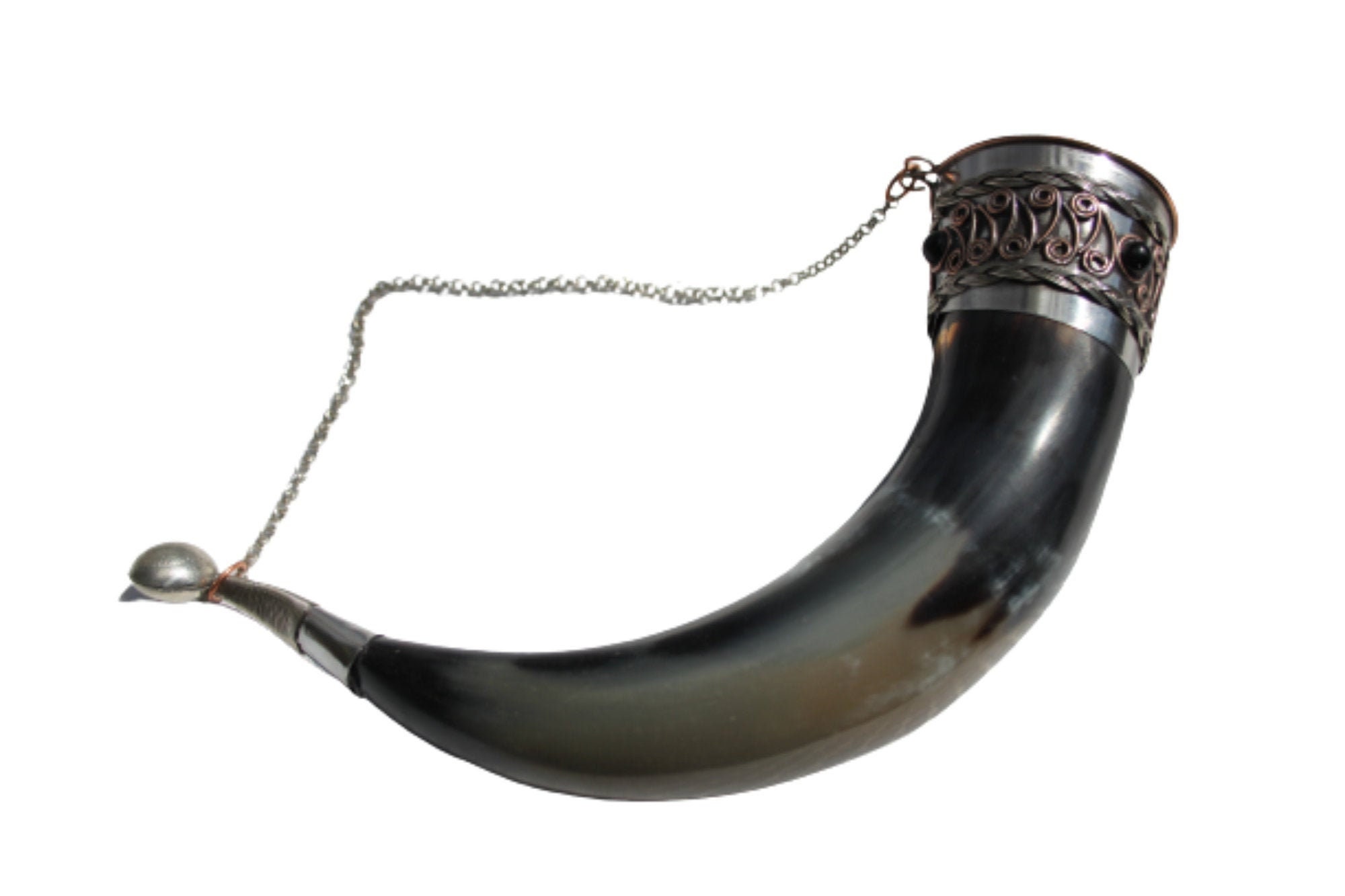 Natural horn Drinking horn with wooden stand great gift for Etsy