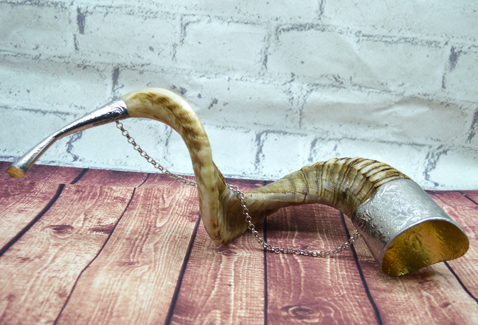 Drinking Horn With Wooden Stand, Great Gift for Wedding, for Birthday