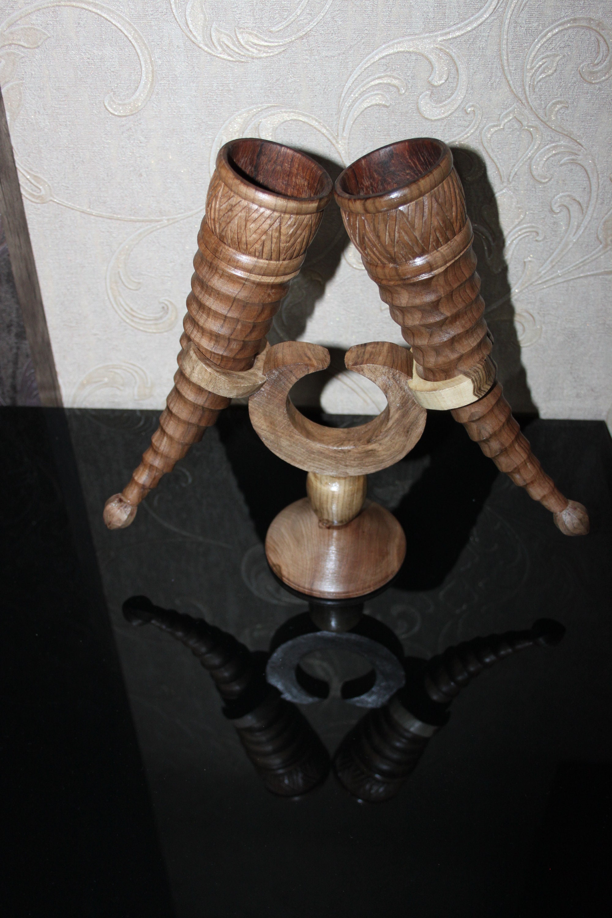 Wooden Walnut Drinking Horn Gift for Wedding for Birthday Etsy UK