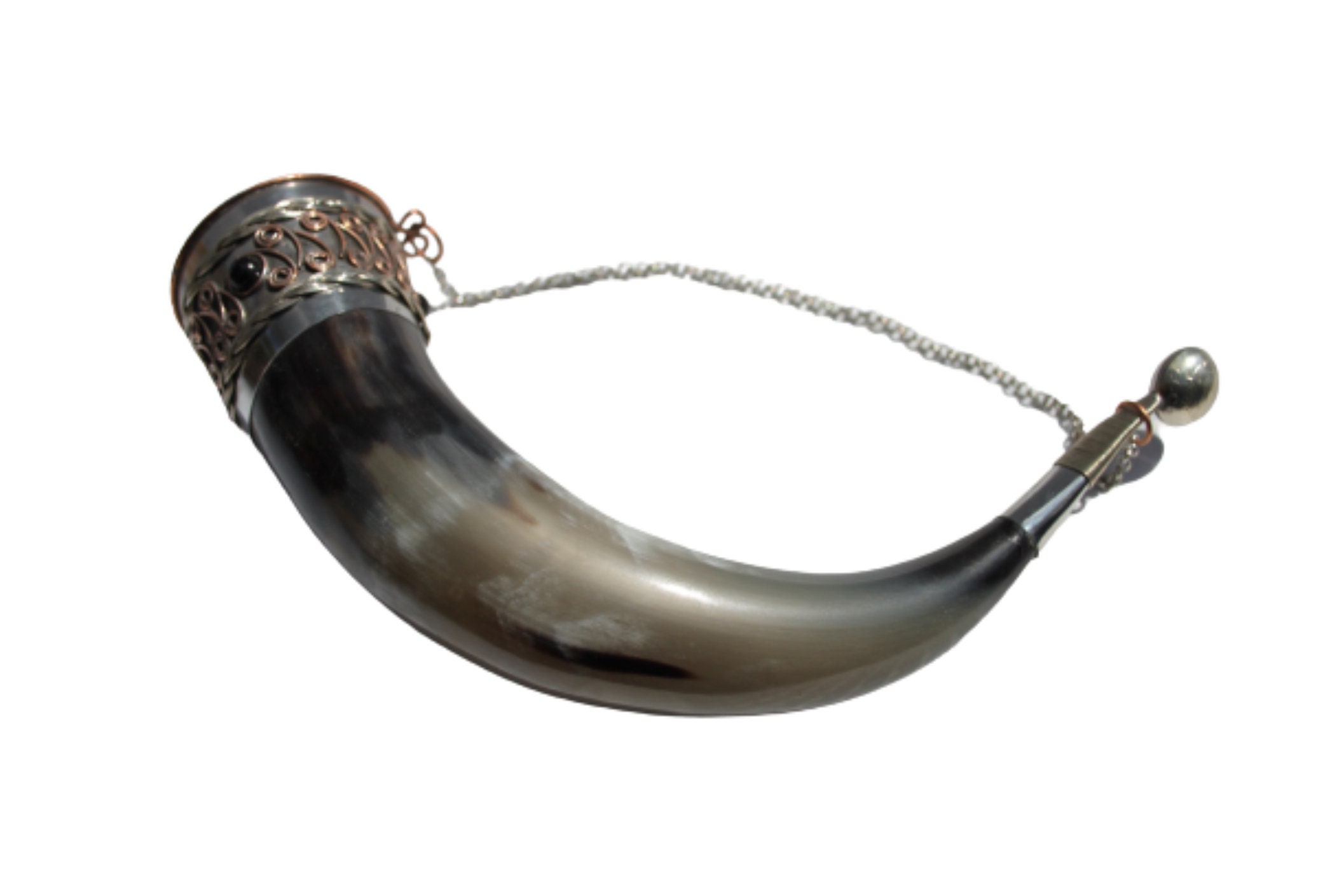 Natural horn Drinking horn with wooden stand great gift for Etsy