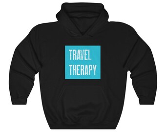 Travel Therapy - Unisex Hooded Sweatshirt Traveler, Adventurer, Pilot, Flight Attendant, Captain, Wanderlust, Aviation Best Hoodie Gift