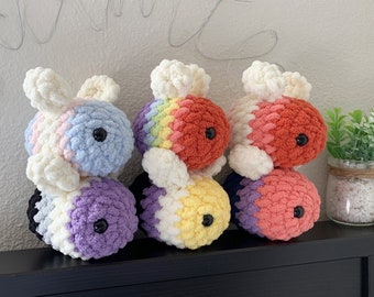 Crochet Amigurumi Pride Bee Plush | Worry Pet, Anxiety Toy, Plush Toy, Gay, Pansexual, Bisexual, Transgender, Lesbian, Nonbinary, etc.