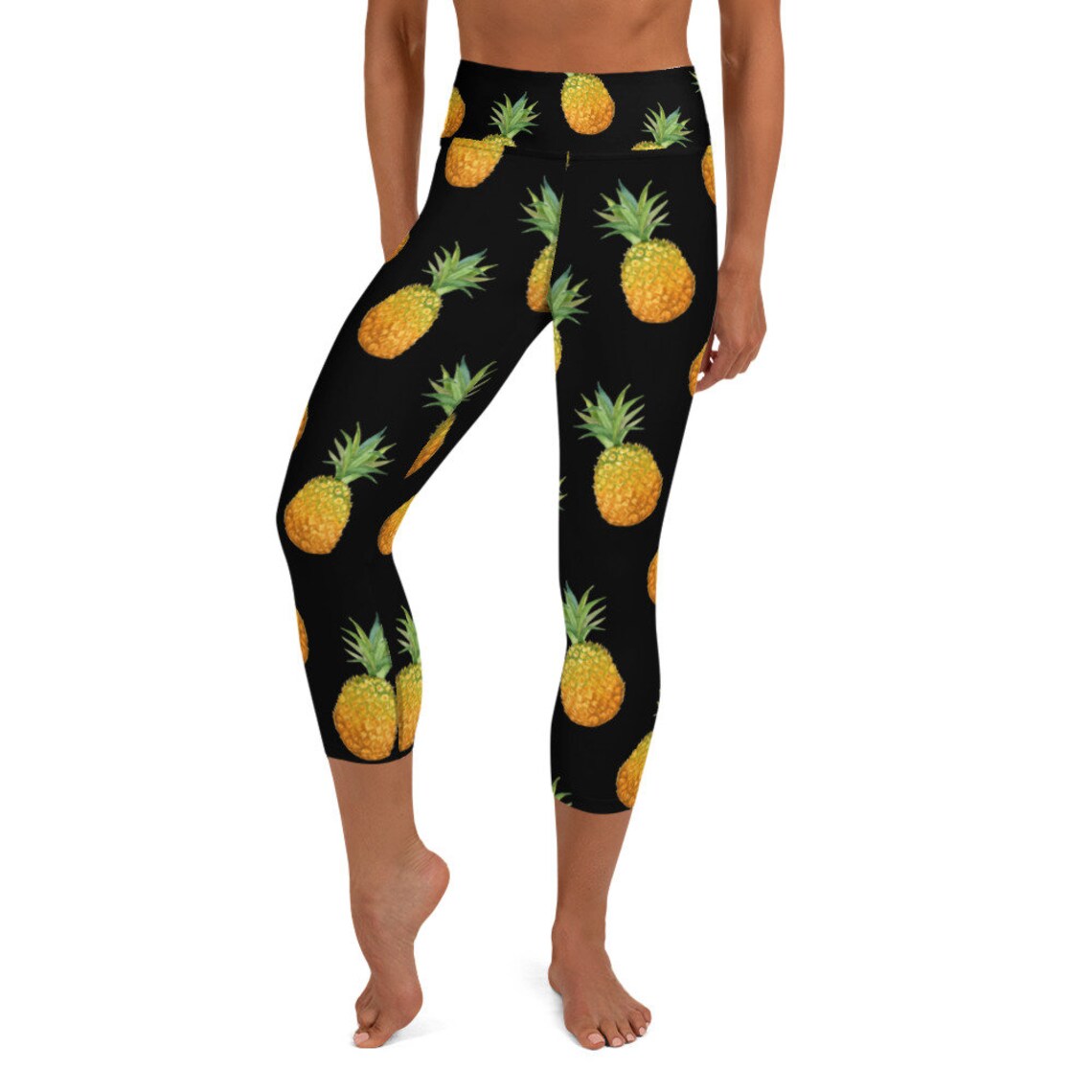 Yoga Capri Leggingsgolden Pineapple Leggings Women's Etsy UK
