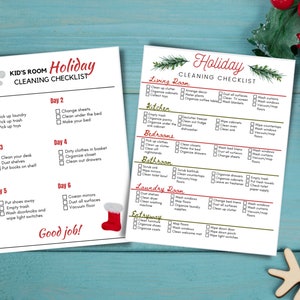 Holiday Cleaning Checklist + Cleaning Checklist for Kids  printable digital file