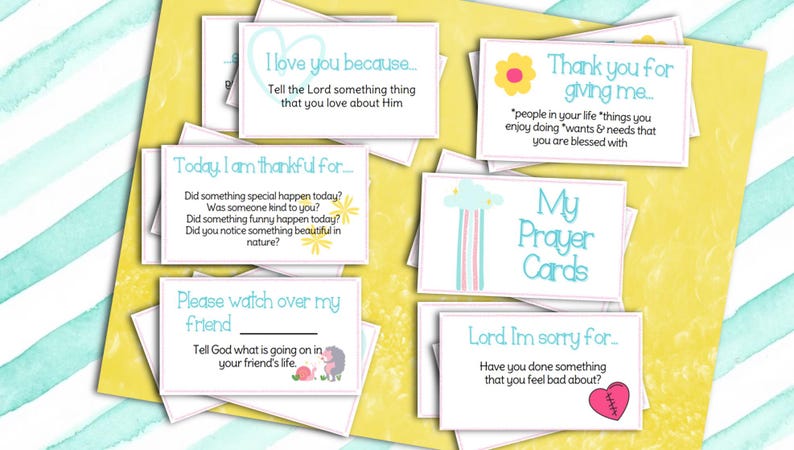 Prayer Prompt Cards for Kids - Printable Christian Prayer Cards, Bible Verse Cards for Kids ...